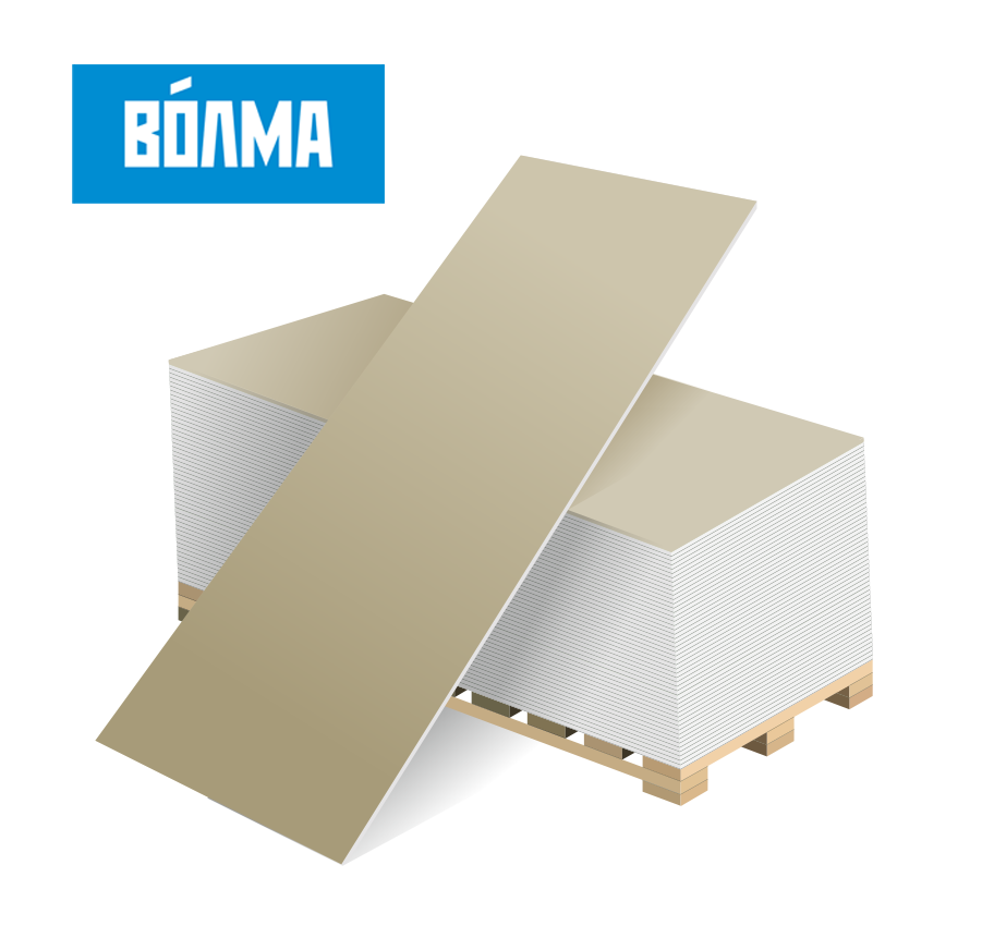 Гипсокартон обычный УК ВОЛМА (ГКЛ) 12,5-1200-2500 мм